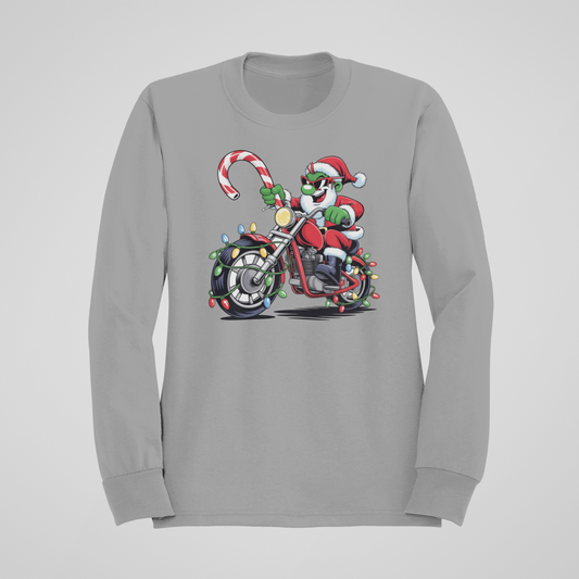 Biker Santa-Crewneck or Hooded Sweatshirt