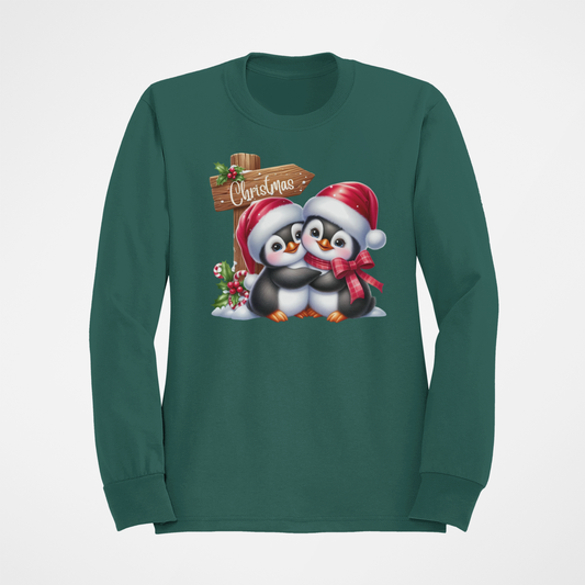Christmas Penguin Couple-Crewneck or Hooded Sweatshirt