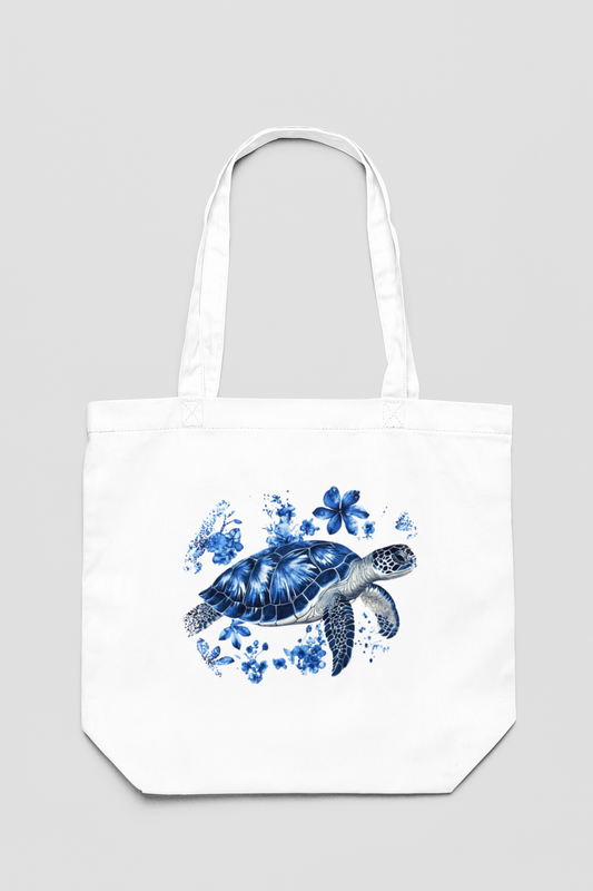Flowery Turtle Tote Bag