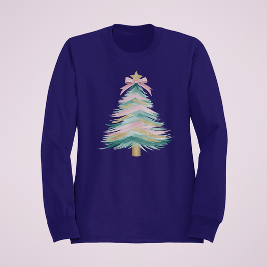 Pretty Pastel Christmas Tree-Crewneck or Hooded Sweatshirt